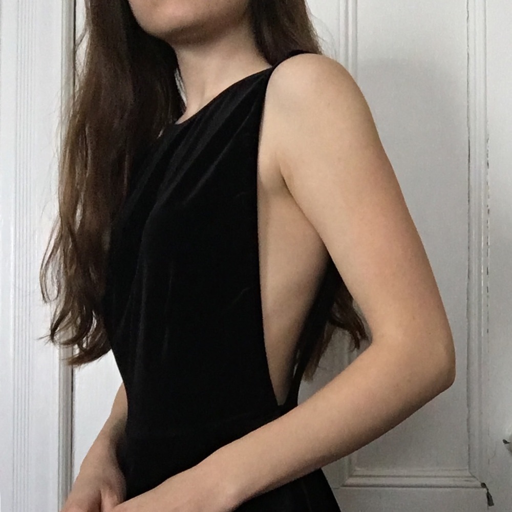 American Apparel Backless Black Velvet Dress